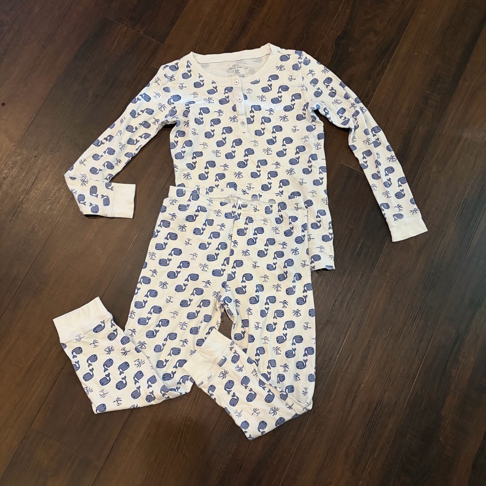Roller Rabbit Whale Print Pajama Set Size 10 Years Pima Cotton